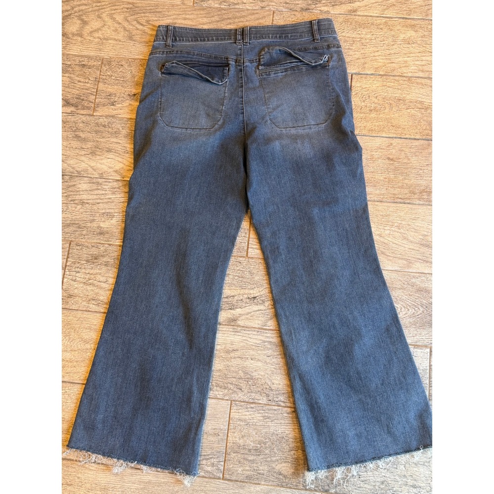 Democracy‎ Wide Leg Jeans 16 Blue Ab Technology Raw Hem Flare Boho Plus Size